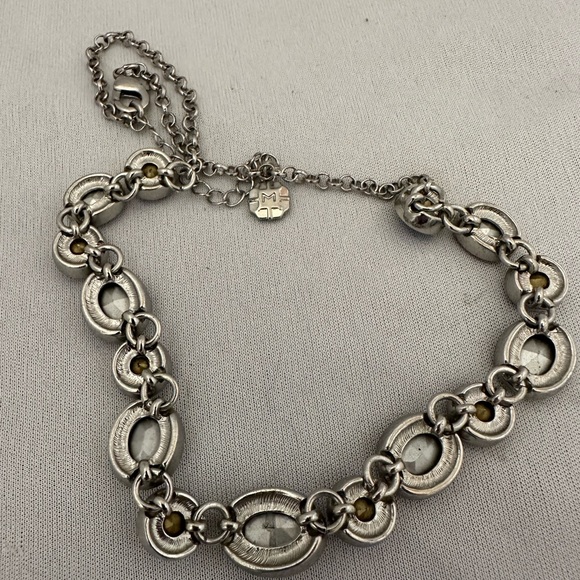 Monet silver tone necklace with two tone blue rhinestones - Picture 3 of 4